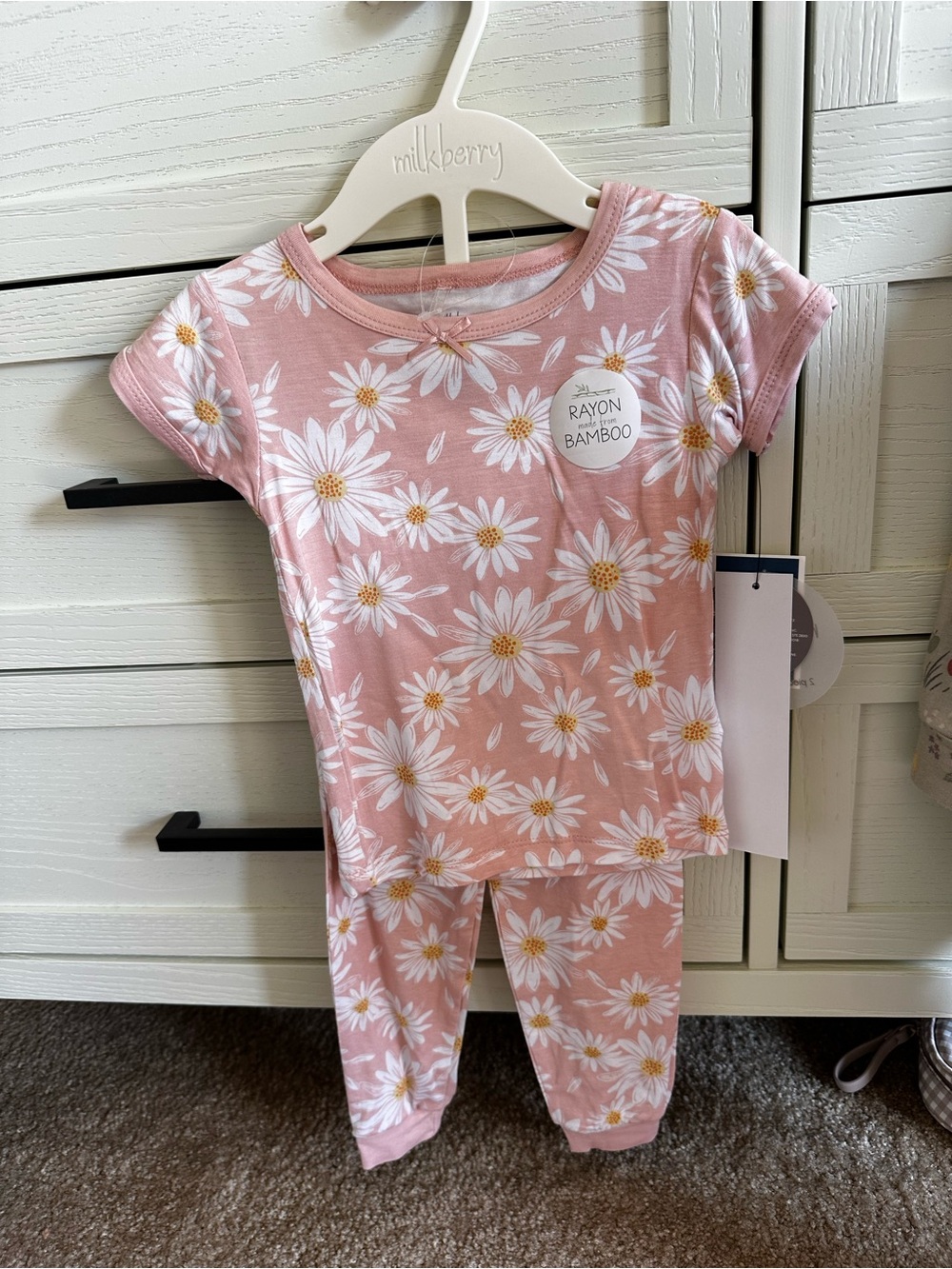 Milkberry Pink Daisy Kids Pajama Set - Rayon Bamboo